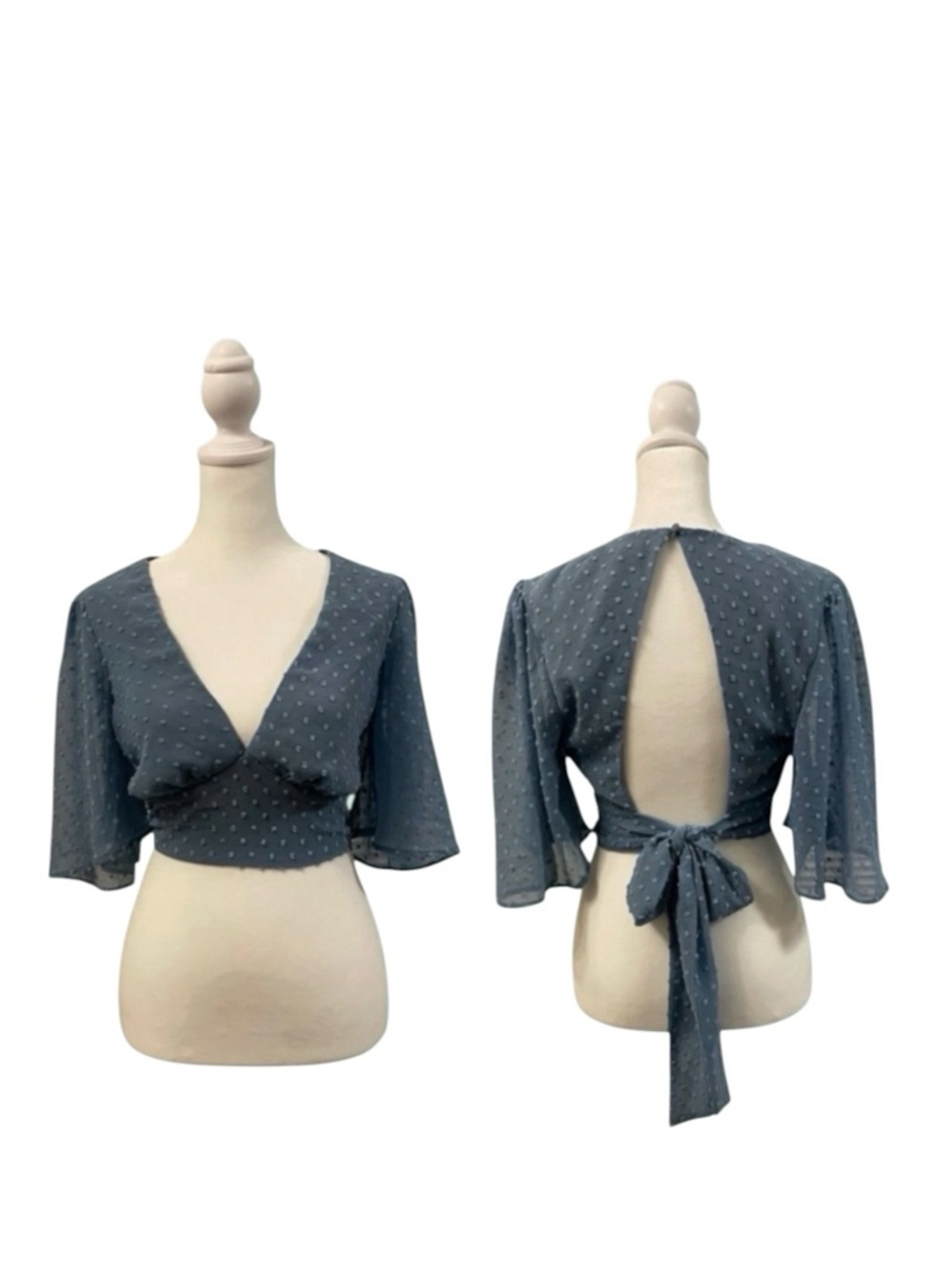 LULU’S Teal Wrap Blouse / Crop Top with Open Back. EUC.